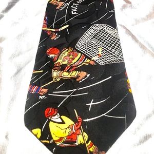 Hockey Black Yellow Red Sports Party Necktie